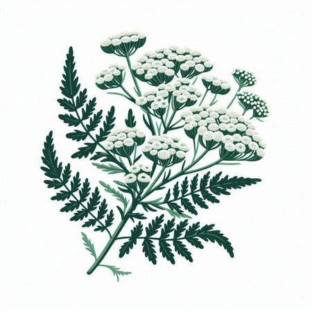 Hand drawn illustration of yarrow (Achillea millefolium)のイラスト素材