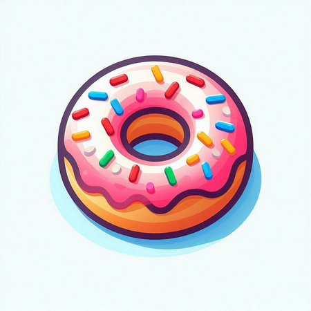 Donut with pink glaze and sprinkles. Vector illustration.のイラスト素材