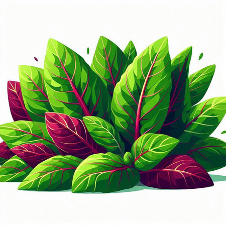 Illustration of red and green leaves on a white background - vectorのイラスト素材