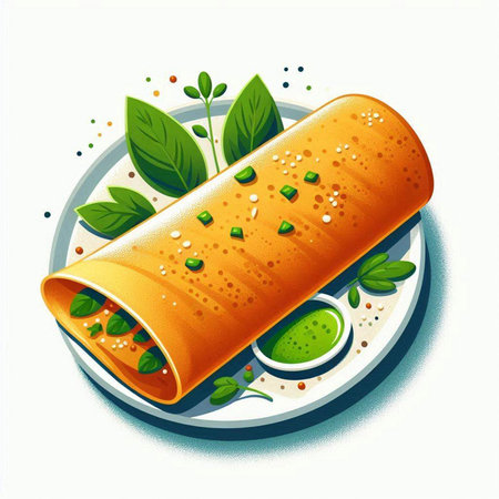 Illustration of a roll with pesto sauce on a white backgroundのイラスト素材