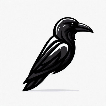Crow. Vector illustration. Isolated on a white background.のイラスト素材