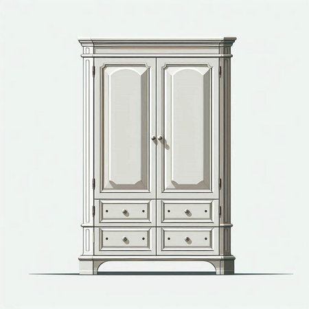 Illustration of a wooden cupboard isolated on a white background.のイラスト素材