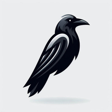 Black crow on a white background. Vector illustration of a crow.のイラスト素材