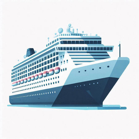Cruise ship in flat style. Vector illustration on white background.のイラスト素材