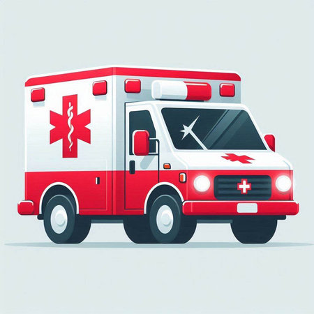 Ambulance car. Vector illustration of a red ambulance car.のイラスト素材