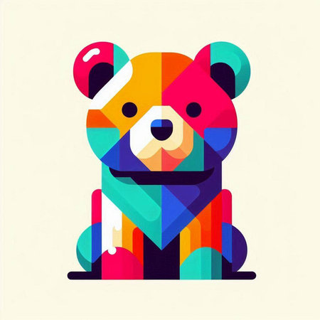 Panda bear with colorful geometric background. Vector illustration for your designのイラスト素材