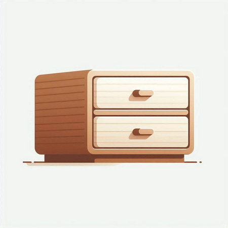 Illustration of a wooden chest of drawers isolated on a white backgroundのイラスト素材