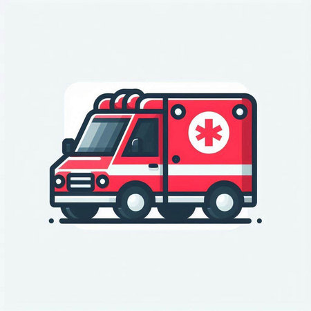 Ambulance car icon. Vector illustration in flat design style.のイラスト素材