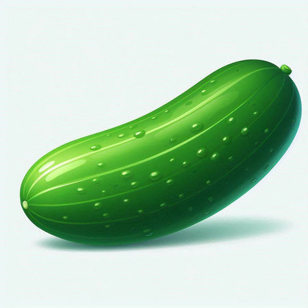 Illustration of a fresh green cucumber on a white background.のイラスト素材