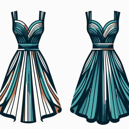 Fashion illustration of a woman's dress. Hand-drawn illustration.のイラスト素材