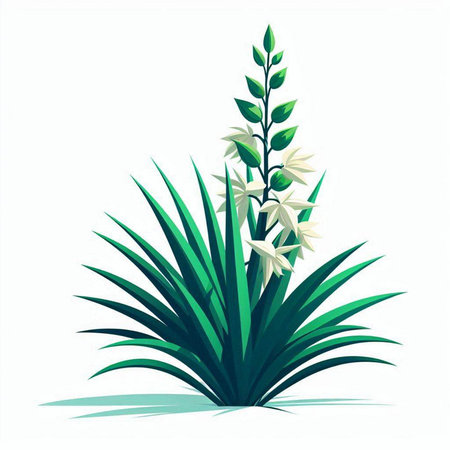 Flower of yucca plant. Vector illustration isolated on white background.のイラスト素材