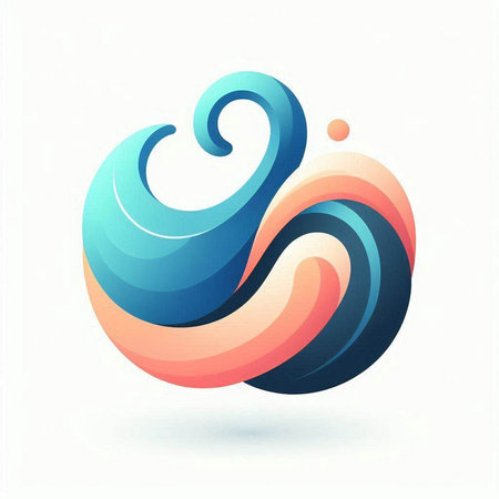 abstract blue and orange waves on a white background, vector illustrationのイラスト素材