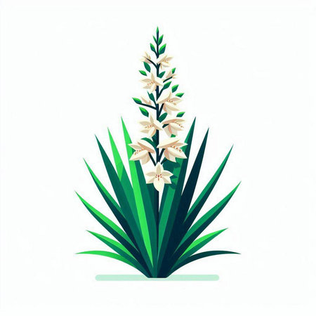 Flowering yucca isolated on white background. Vector illustration.のイラスト素材