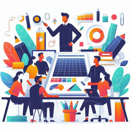 Flat design vector illustration concept of online education, distance learning, e-learning, distance learning, online courses, webinar, webinar.のイラスト素材