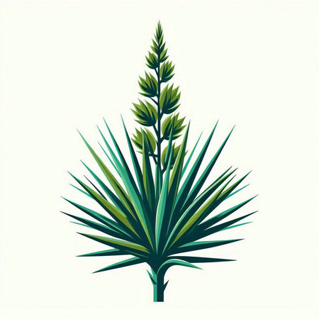 Vector illustration of yucca plant. Isolated on white background.のイラスト素材