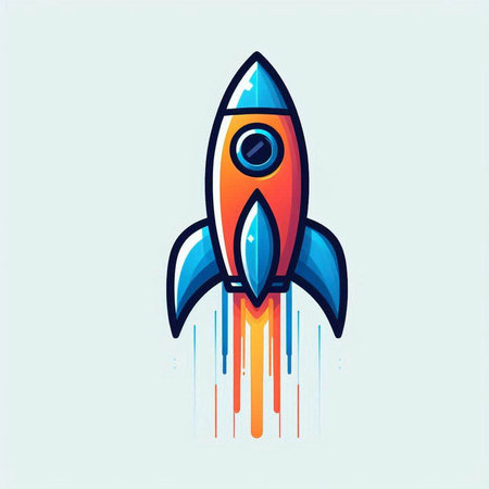 Space rocket icon. Vector illustration in flat cartoon style. Isolated on white background.のイラスト素材