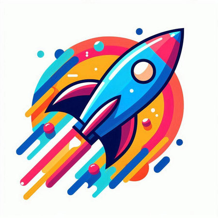 Space rocket and colorful abstract background. Vector illustration for your design.のイラスト素材