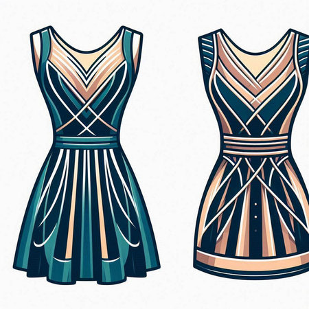 Fashionable dress set. Women's fashion. Vector illustration.のイラスト素材