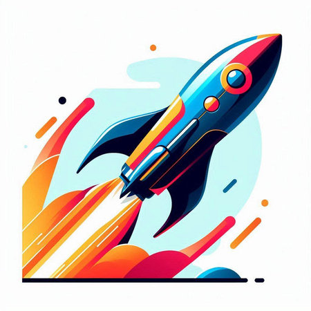 Space rocket with colorful background, vector illustration. Eps 10 file.のイラスト素材