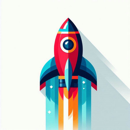 Rocket icon on white background. Flat design. Vector illustration. Eps 10のイラスト素材
