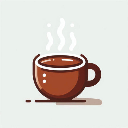 Coffee cup with steam, vector illustration in flat style.のイラスト素材