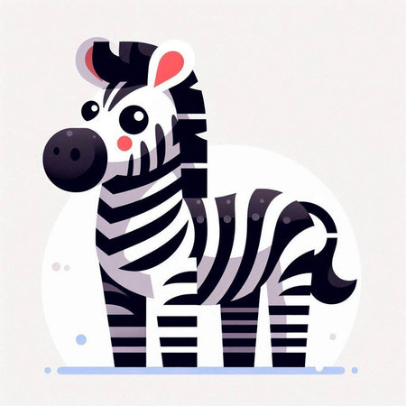 Cute zebra vector illustration in flat style. Cute cartoon animalのイラスト素材
