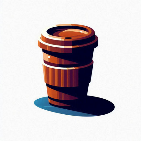 Illustration of a paper cup of coffee on a white background.のイラスト素材