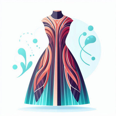 Fashion design. Woman dress on mannequin. Vector illustration.のイラスト素材