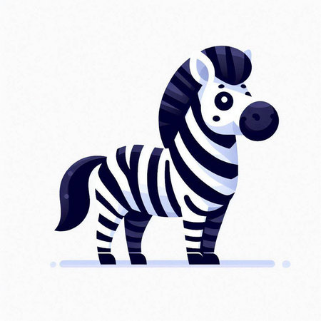 Zebra vector illustration. Cute cartoon animal isolated on white background.のイラスト素材
