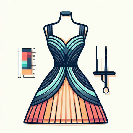 Fashion design dress on a mannequin. Vector illustration.のイラスト素材