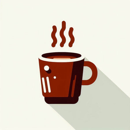 Coffee cup icon, flat design with long shadow effect.のイラスト素材