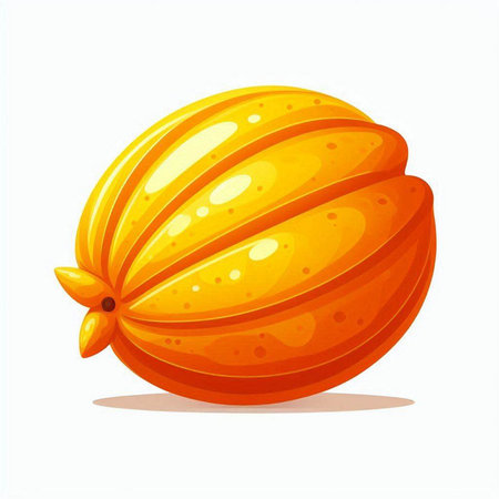 Illustration of a ripe melon on a white background. Vector illustrationのイラスト素材