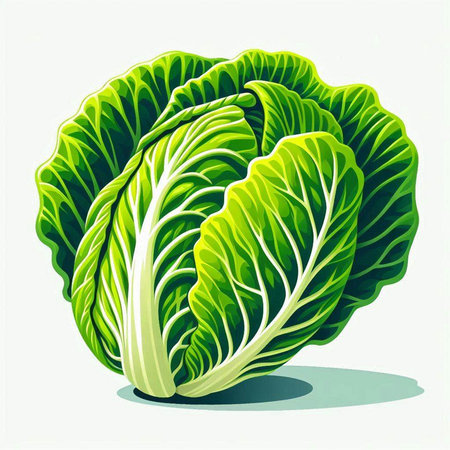 Illustration of fresh green chinese cabbage on a white background.のイラスト素材