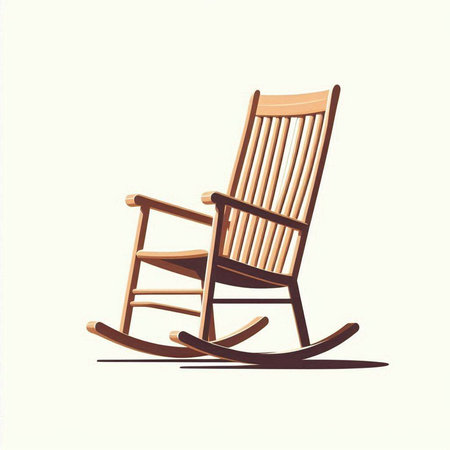 Wooden rocking chair isolated on a white background. Vector illustration.のイラスト素材