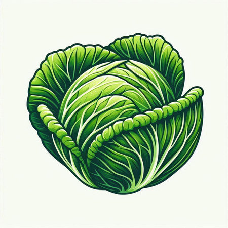 Cabbage. Vector illustration. Isolated on a white background.のイラスト素材