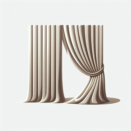 Curtains isolated on white background. 3d render image.のイラスト素材