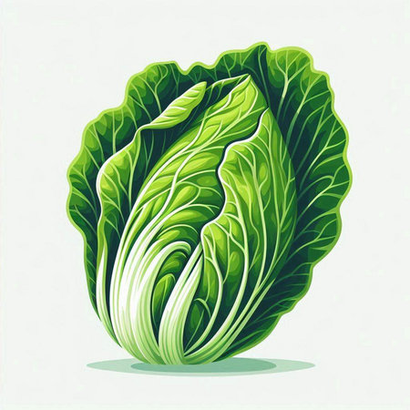 Illustration of fresh green chinese cabbage on a white background.のイラスト素材