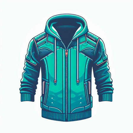 Jacket for winter sports. Vector illustration isolated on white background.のイラスト素材