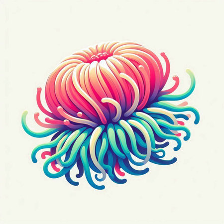 Colorful abstract background with sea anemone. Vector illustration.のイラスト素材