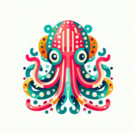Colorful octopus isolated on a white background. Vector illustration.のイラスト素材