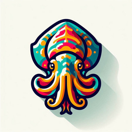 Colorful octopus. Hand drawn vector illustration isolated on white background.のイラスト素材