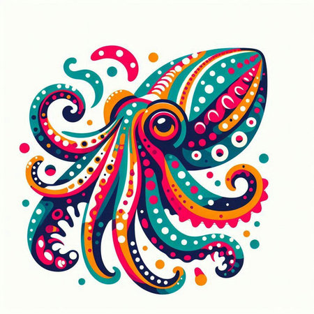 Octopus. Vector illustration of a colorful octopus on a white background.のイラスト素材