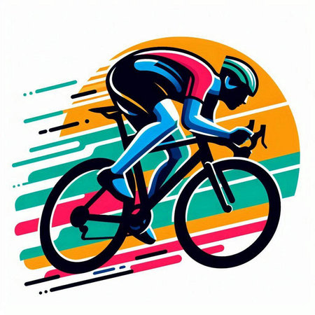 Cyclist riding a bicycle, extreme sport, vector illustration.のイラスト素材