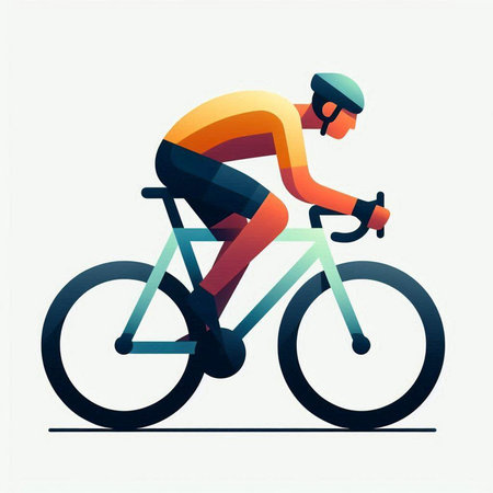 Cyclist riding bicycle, vector illustration. Sport and healthy lifestyle.のイラスト素材