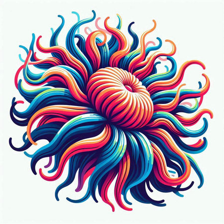 Colorful abstract sun on white background. Hand-drawn illustration.のイラスト素材