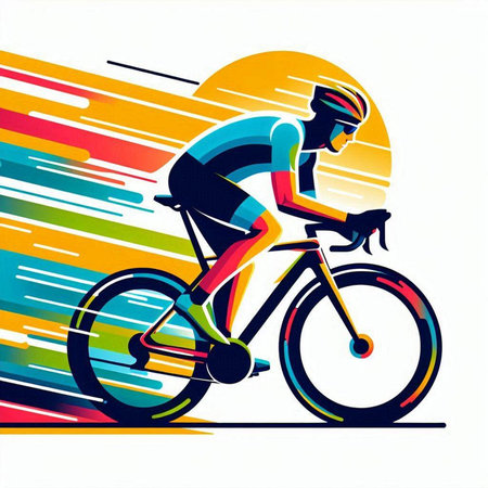 Cyclist vector illustration, abstract colorful background, eps 10のイラスト素材