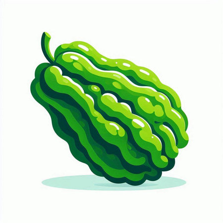 Bitter melon isolated on a white background. Vector illustration.のイラスト素材