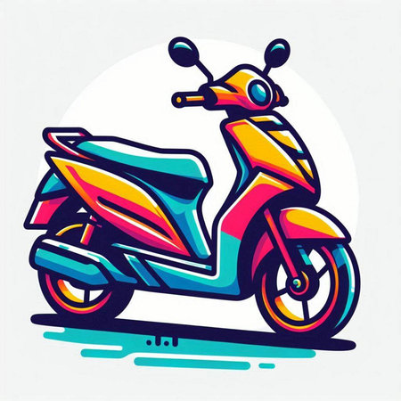 Colorful scooter on white background. Vector illustration. EPS 10のイラスト素材