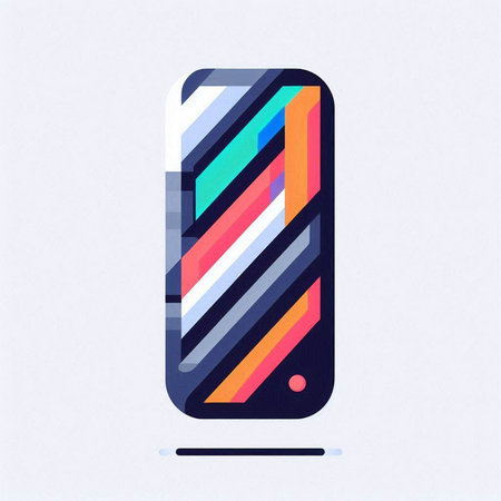 Colorful abstract geometric shape on a mobile phone. Vector illustration.のイラスト素材