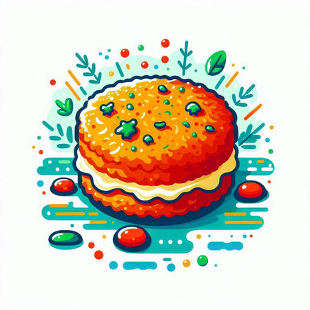 Illustration of a cake on a white background. Vector illustration.のイラスト素材